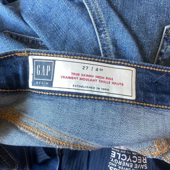 Gap High Rise True Skinny Denim Jeans in Medium Indigo Size 27 / 4 Short - Picture 8 of 12